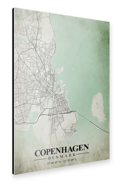 Alu-Dibond "Kopenhagen Vintage CityMap" 30x20 cm artboxONE