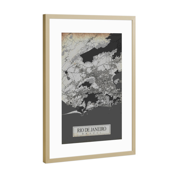 Poster mit Rahmen Gold "Vintage Rio de Janeiro Brasilien" artboxONE - Städte / Rio de Janeiro,Kartografie