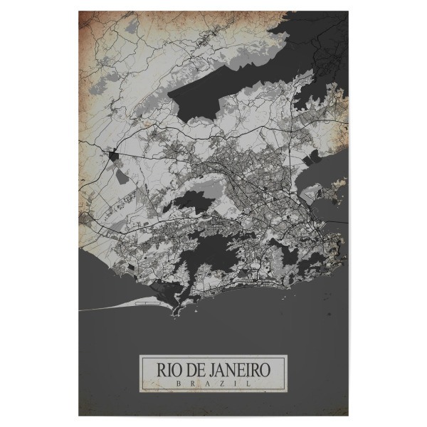 Poster "Vintage Rio de Janeiro Brasilien" artboxONE - Städte / Rio de Janeiro,Kartografie