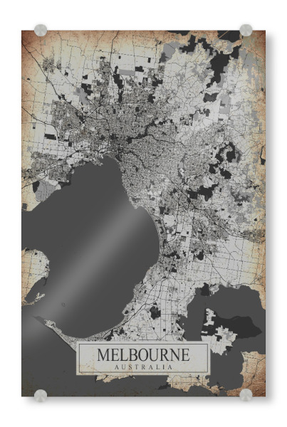 Acrylglasbild "Vintage City Melbourne" artboxONE - Städte / Weitere,Kartografie