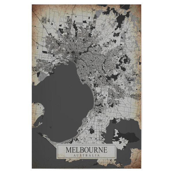 Poster "Vintage City Melbourne" artboxONE - Städte / Weitere,Kartografie