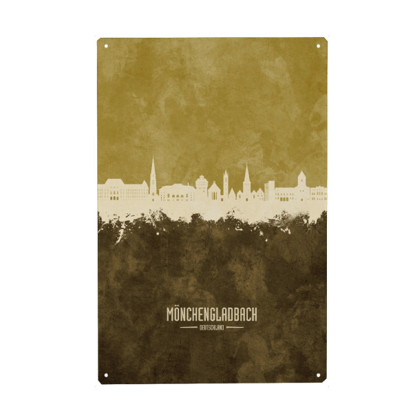Metall Poster "Mönchengladbach Skyline Braun" artboxONE - Städte