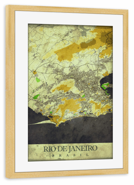 Poster mit Rahmen kiefer "Rio de Janeiro Vintage Citymap" artboxONE - Städte / Rio de Janeiro