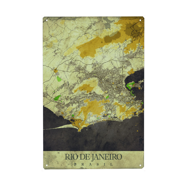Holzbild "Rio de Janeiro Vintage Citymap" artboxONE - Städte / Rio de Janeiro