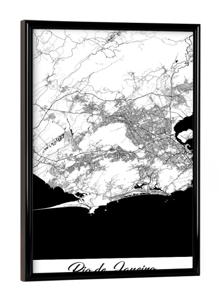 Poster mit schwarzem Rahmen "Rio de Janeiro City Map" artboxONE - Schwarzweiß,Städte / Rio de Janeiro