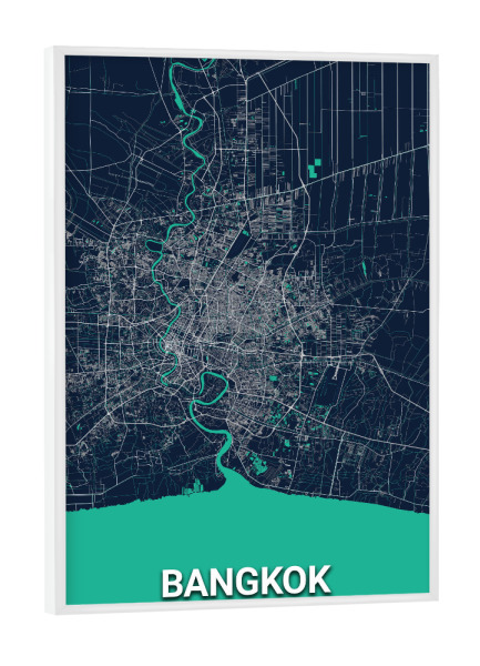 Poster mit weißem Rahmen "Bangkok CityMap" artboxONE - Städte / Weitere,Kartografie