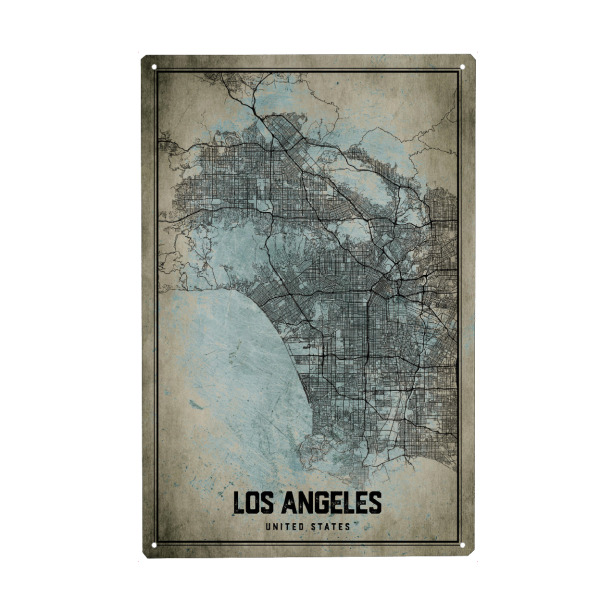 Holzbild "Los Angeles Vintage Karte" artboxONE - Städte / Los Angeles,Kartografie