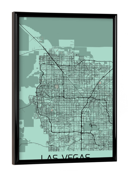 Poster mit schwarzem Rahmen "City Las Vegas Plan" artboxONE - Städte / Las Vegas,Kartografie