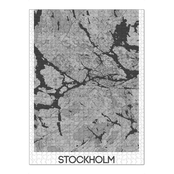 Puzzle Ravensburger "Stockholm Bleistift Map" artboxONE - Schwarzweiß,Städte / Stockholm,Kartografie