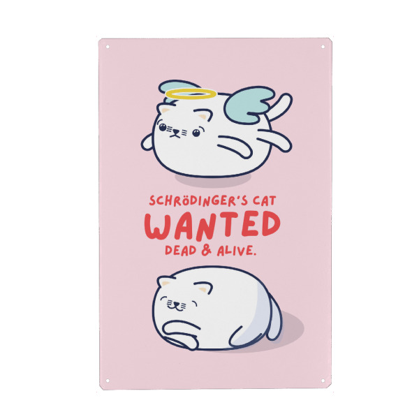 Holzbild "Schrödingers Katze Kawaii" artboxONE - Comic,Lustig