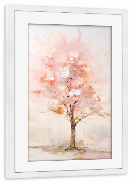Poster mit Rahmen weiß "Zarter Rosenbaum" artboxONE - Natur,Floral,Abstrakt