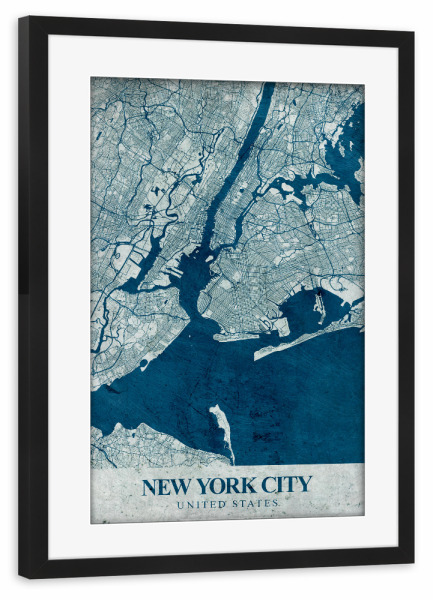 Poster mit Rahmen schwarz "Vintage New York City" artboxONE - Städte / New York,Kartografie