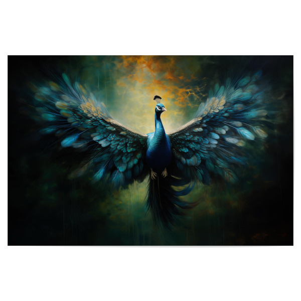 Poster 30x20 cm "Fliegender Pfau-Gemälde" artboxONE - Natur,Tiere