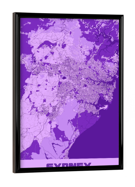 Poster mit schwarzem Rahmen "City Map Sydney" artboxONE - Städte / Sydney,Kartografie
