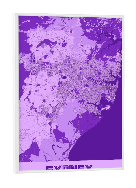 Poster mit weißem Rahmen "City Map Sydney" artboxONE - Städte / Sydney,Kartografie