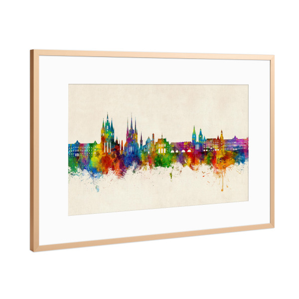 Poster mit Rahmen Kupfer "Erfurt Deutschland Skyline Urban" artboxONE - Städte