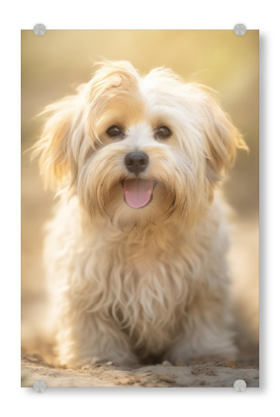 Acrylglasbild "Fröhlicher Havaneser" artboxONE - Tiere - Tier,Bokeh,Niedlich,Hund,Glücklich,Havaneser,Fotografie,Porträt,Lächelnd,Weiß