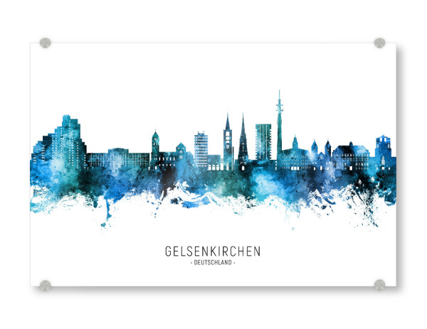 Acrylglasbild "Gelsenkirchen Skyline Blauer Name" artboxONE - Städte