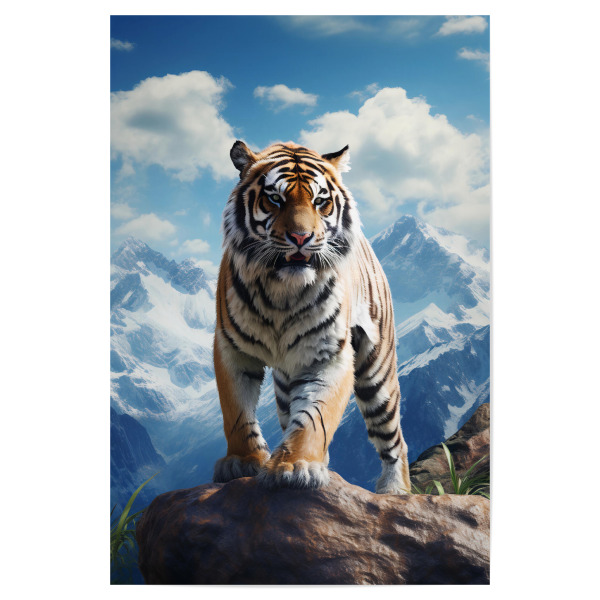 Poster 30x20 cm "Tiger Mountains (matart)" artboxONE - Tiere - Tiger,Tiger,Katze,Katzen,Tier,Tiere,Natur,Wild,Tierwelt,Berge,Wald,Modern