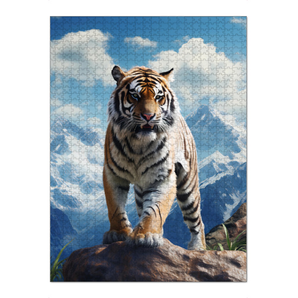 Puzzle Ravensburger "Tiger Mountains (matart)" artboxONE - Tiere - Tiger,Tiger,Katze,Katzen,Tier,Tiere,Natur,Wild,Tierwelt,Berge,Wald,Modern
