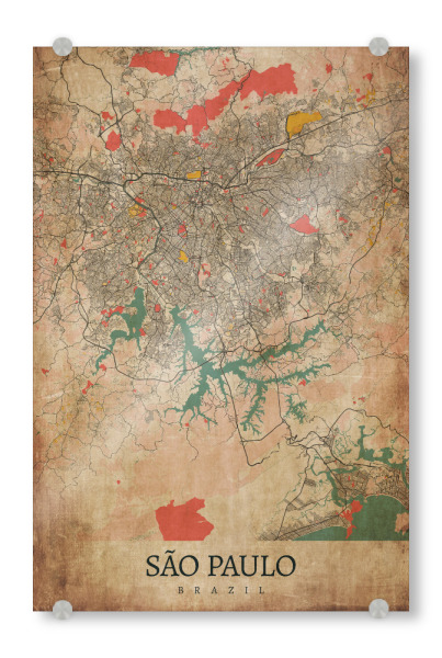 Acrylglasbild "Vintage Map São Paulo" artboxONE - Städte / Weitere,Kartografie