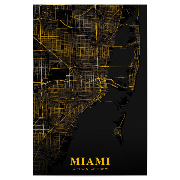 Poster 30x20 cm "Stadt Map Miami" artboxONE - Städte / Weitere,Kartografie