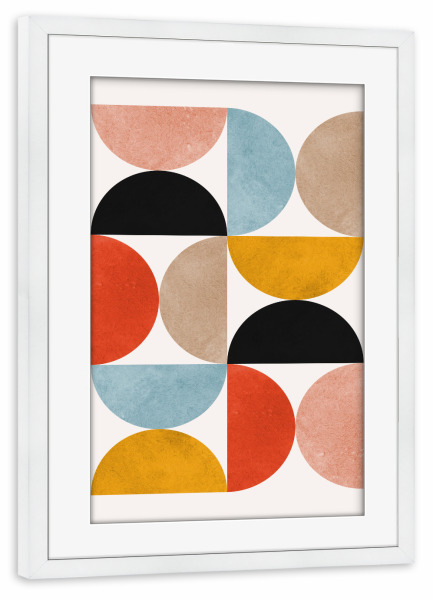 Poster mit Rahmen weiß "Kreiskomposition E" artboxONE - Abstrakt,Geometrie
