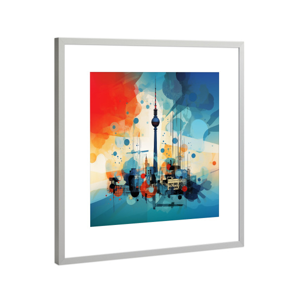 Poster mit Rahmen Silber "BERLIN Fernsehturm" artboxONE - Städte / Berlin,Reise,Abstrakt,Für Mama,Für Papa