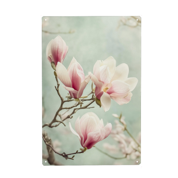 Metall Poster "Goldrausch-Magnolienblüten" artboxONE - Natur,Floral,Liebe
