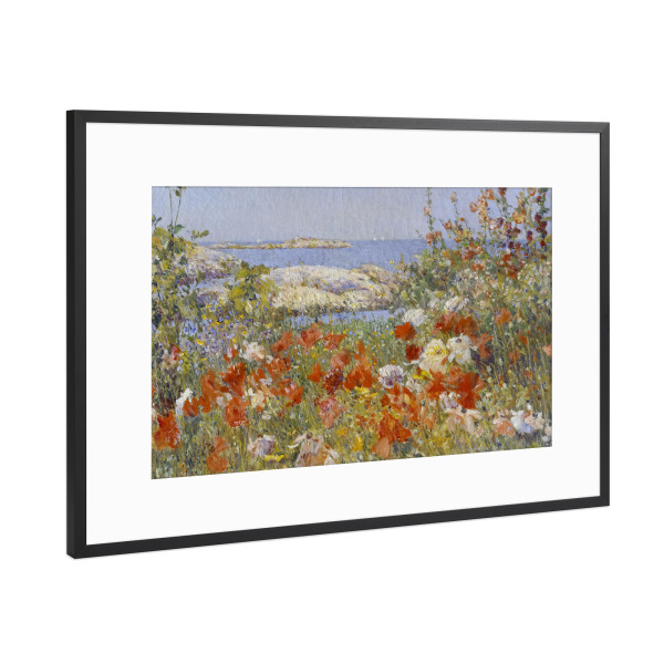 Poster mit Rahmen Schwarz (Metallic) "Celia Thaxters Garten" artboxONE - Natur,Floral,Für Mama,Für Papa