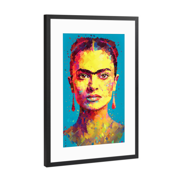 Poster mit Rahmen Schwarz (Metallic) "Poly pop Frida" artboxONE - Abstrakt,Menschen,Geometrie