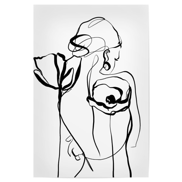 Poster 30x20 cm "Woman silhouette with poppies" artboxONE - Floral,Abstrakt,Menschen