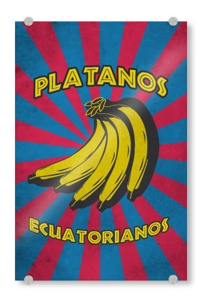 Acrylglasbild "Bananen retro" artboxONE - Essen & Trinken - Bananen,Banane,Retro,Vintage,Food,Küche,Küchenposter,Küchenschild,Grunge,Essen