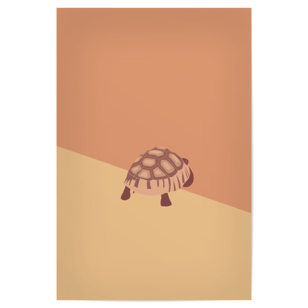 Poster 30x20 cm "A tortoise sets off" artboxONE - Tiere - Landschildkröte,Laufen,Rennen,Schildkröte,Abstrakt,Gelb,Orange,Klein