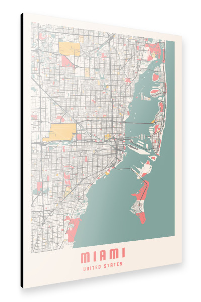 Alu-Dibond "CityMap von Miami" 30x20 cm artboxONE