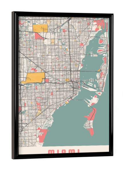 Poster mit schwarzem Rahmen "CityMap von Miami" artboxONE - Städte / Weitere,Kartografie