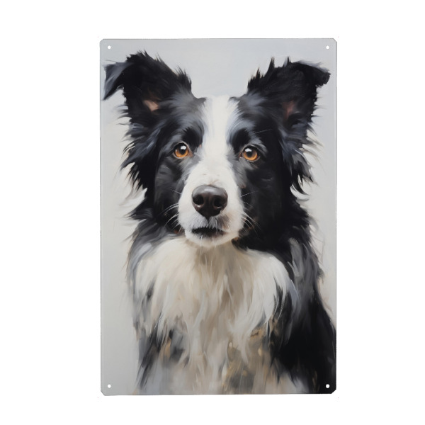 Metall Poster "Border Collie" artboxONE - Natur,Tiere - Tier,Kunst,Grenze,Border-collie,Collie,Hund,Impressionistisch,Natur,öl,Gemälde,Tierwelt