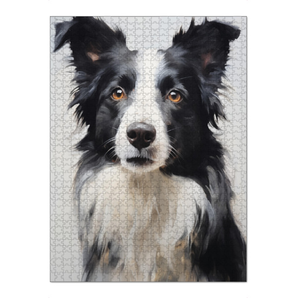 Puzzle Ravensburger "Border Collie" artboxONE - Natur,Tiere - Tier,Kunst,Grenze,Border-collie,Collie,Hund,Impressionistisch,Natur,öl,Gemälde,Tierwelt