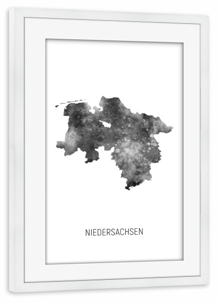 Poster mit Rahmen weiß "Niedersächsische Landeskarte BW" artboxONE - Schwarzweiß,Kartografie