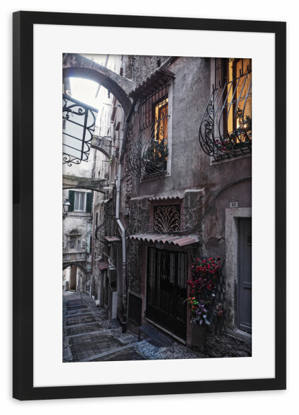 Poster mit Rahmen schwarz "Historische Altstadt von Sanremo" artboxONE - Städte,Reise,Streetart