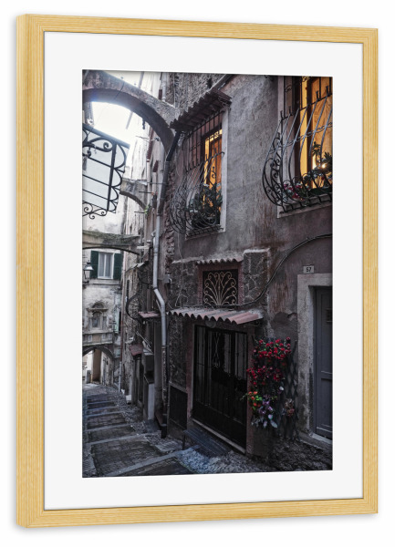Poster mit Rahmen kiefer "Historische Altstadt von Sanremo" artboxONE - Städte,Reise,Streetart