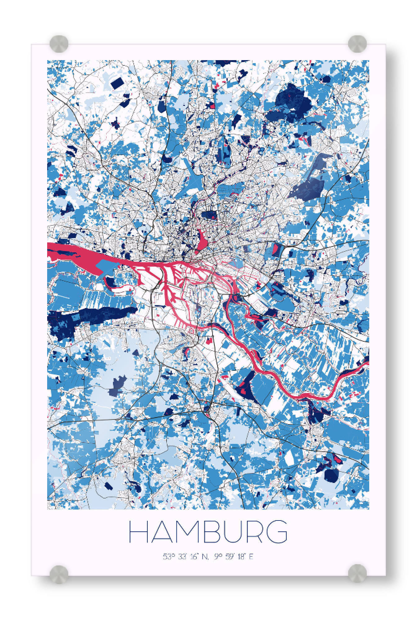 Acrylglasbild "CityMap von Hamburg" artboxONE - Städte / Hamburg,Kartografie