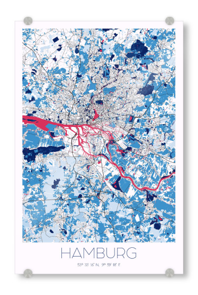 Acrylglasbild "CityMap von Hamburg" artboxONE - Städte / Hamburg,Kartografie