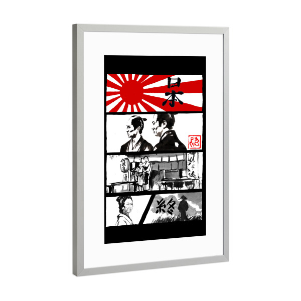 Poster mit Rahmen Silber "Manga Japan schwarz" artboxONE - Reise / Asien - Japan,Sumie,Manga,Samurai,Geisha