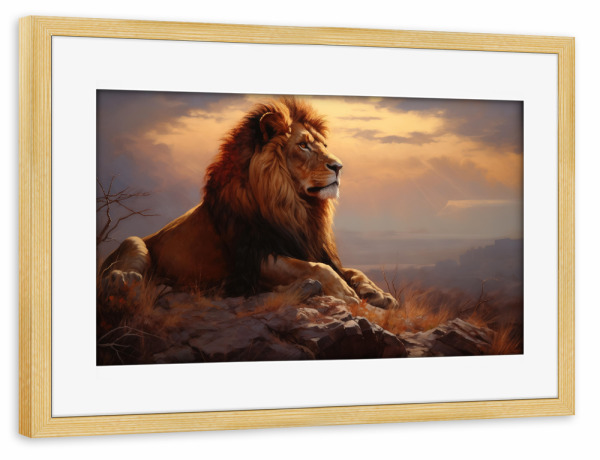 Poster mit Rahmen kiefer "Ruhender Löwe" artboxONE - Natur,Tiere
