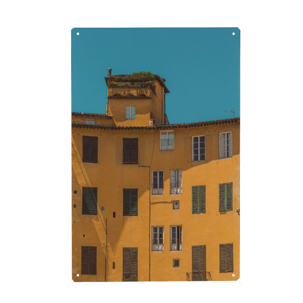 Holzbild "House of Lucca" artboxONE - Städte,Reise,Architektur,Reise / Länder - Lucca,Italia,Italy,Italien,Gelb,House,Haus