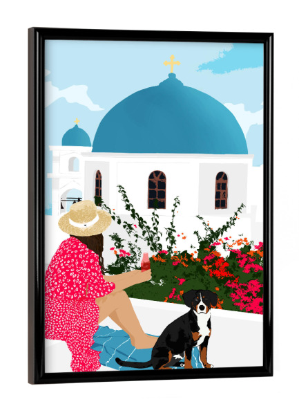 Poster mit schwarzem Rahmen "Griechischer Aufenthalt" artboxONE - Menschen,Architektur