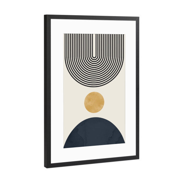 Poster mit Rahmen Schwarz (Metallic) "Kreise und Linien F" artboxONE - Abstrakt,Geometrie