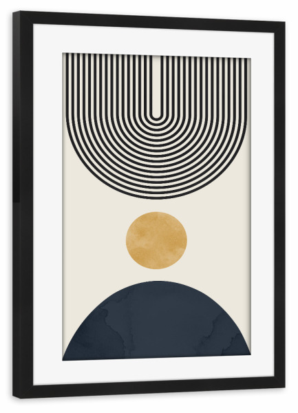 Poster mit Rahmen schwarz "Kreise und Linien F" artboxONE - Abstrakt,Geometrie