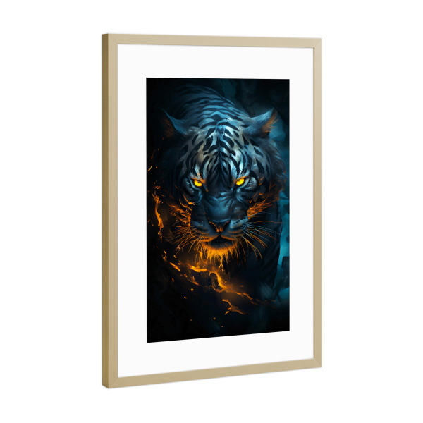 Poster mit Rahmen Gold "Tiger Fantasy 2 (matart)" artboxONE - Tiere - Tiger,Tiger,Katze,Katzen,Tier,Tiere,Natur,Wild,Tierwelt,Abstrakt,Fantasie